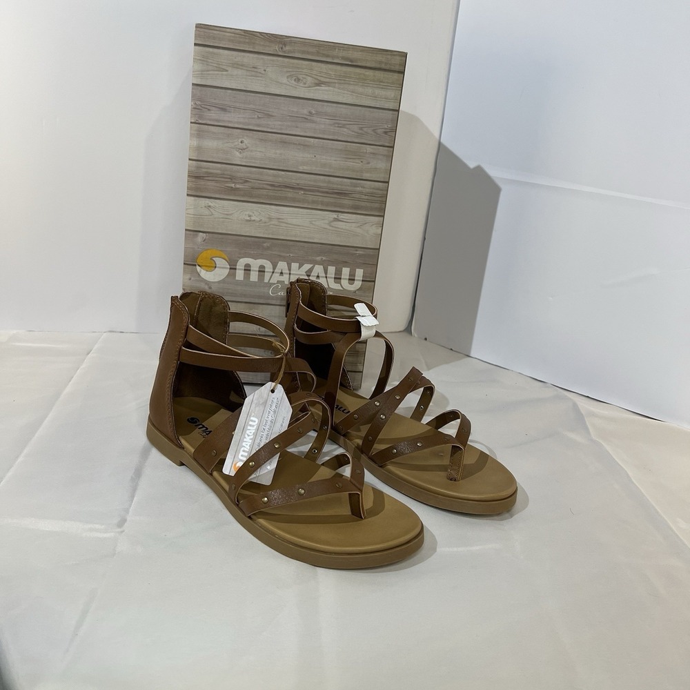 Makalu California Jazmin Women's Cognac Leather Sandals 6.5 M